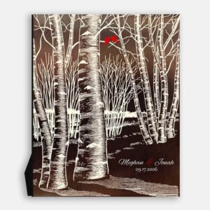 Winter Romance Wedding Bare Birch Tree Forest Faux Copper 10 Year Anniversary Gift For Wife #1400