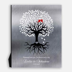 Keepsake Engagement Personalized Wedding Engagement Gift Forever And A Day Faux Shiny Tin Family Tree Roots Custom #1422
