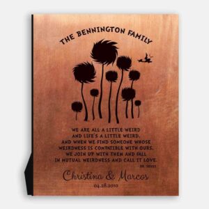 Traditional 7 Year Tin Anniversary Gift Dr. Seuss Personalized Truffula Trees We Are All A Little Weird Copper Print #1468
