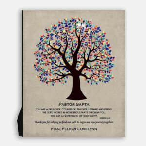 Personalized Pastor Gift Bible Verse 6:10 Watercolor Tree Hebrew Wedding Day Thank You Gift Easter Christening Communion #1494