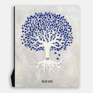 Navy Blue And White Minimalist Tree With Rotos