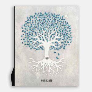 Teal And White Minimalist Tree With Rotos