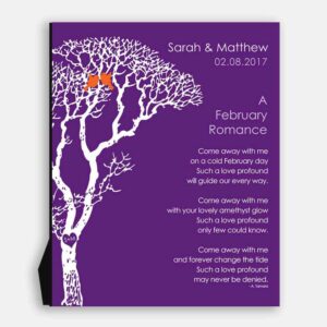 February Romance Love Poem Personalized Engagement Anniversary Gift For Wife Amethyst Wedding Day Gift For Husband #1702