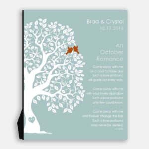 October Romance Love Poem Personalized Engagement Anniversary Gift For Wife Opal Wedding Day Gift For Husband #1710