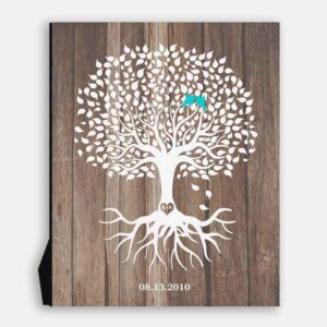 Personalized Anniversary Gift Faux Wood White Tree 5th Year Anniversary Gift 6th Year Tin #1726