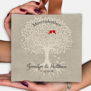 10th Anniversary Gift, Wedding Keepsake, Hanging Canvas Ornament, Personalized Gift, Gift for Wife, Gift For Husband, Gift For Groom, 5x5, #112