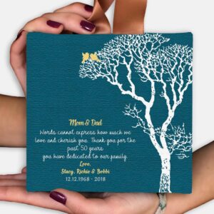 50th Anniversary Gift, Wedding Keepsake, Hanging Canvas Ornament, Personalized Gift, 50 Year Anniversary, Gift From Bride, Grooms Gift 5x5, #122