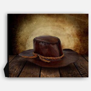 Cowboy Hat on Wood Table Vintage Background Personalized Cowboy Art Print For Childrens Room Boys Room Nursery Western #TCH-1011