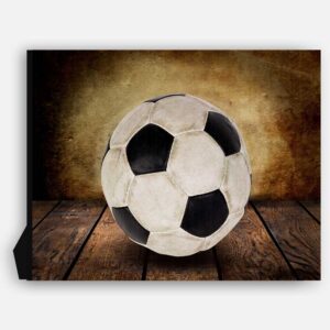 Soccer Ball Vintage Warmth on Wood Table Vintage Background Personalized Sports Art Print #TCH-1018