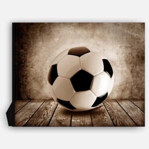 Soccer Ball Sepia Faded on Wood Table Vintage Background Personalized Aviation Art Print #TCH-1020